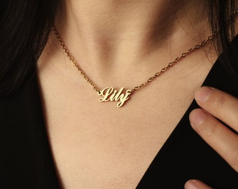 14K 18K Personalized Gold Name Necklace,Custom Name Letter Necklace,Valentine's Day,Anniversary,Birthday Gift for Her,Mother's Jewellery