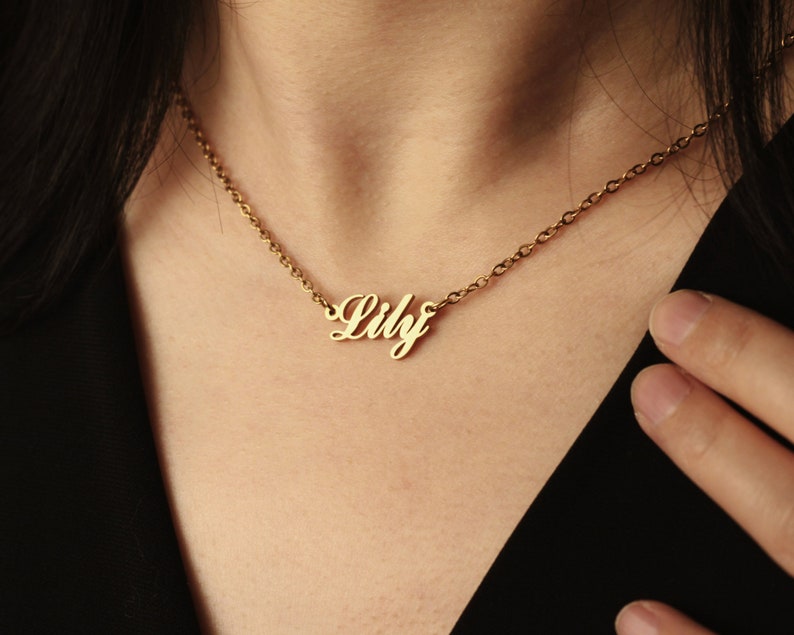 Personalized 14K 18K Gold Name Necklace,Custom Rose Gold Letter Necklace,Valentine's Day,Anniversary,Birthday Gift for Her,Mother's Jewelry image 4