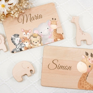 Wooden Personalized Kids Breakfast Board with Name, Custom Baby Meal Plate, Children's Board with Engraving, Birthday Gifts for Kids image 2