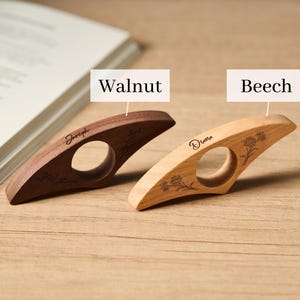 Custom Wooden Book Page Holder for One Hand Reading, Personalized Name Engraved Thumb Ring Bookmark, Perfect Gift for Readers & Book Lovers image 11