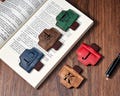 Leather Magnetic Bookmark with Pen Holder, Personalized Initials Engraving, Handmade Reading Accessory, Gift for Book Lovers