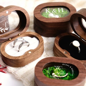 Benutzerdefinierte Ring Box aus Holz Trauung, Acryl-Abdeckung, personalisierte Ring Box für Verlobung, Braut Geschenk für sie