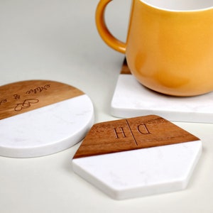 Personalized Coaster with Engraving, Custom Engraved Walnut Coasters for Couples, Housewarming Gift,Anniversary Gift for Couple Engagement