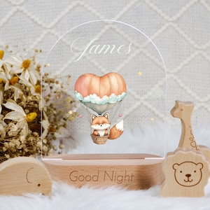 Personalized Baby Night Light with Name, Custom Night Lamp with Wooden Base, Baby Bedroom Night Light Decor, Nursery Room Night Light
