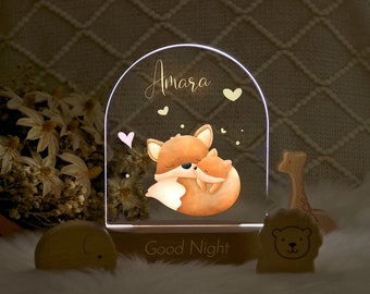 Luz nocturna personalizada con nombre de bebé con base de madera personalizada, regalo para niños y niñas, ideal para decoración de guardería, baby shower y regalos para recién nacidos