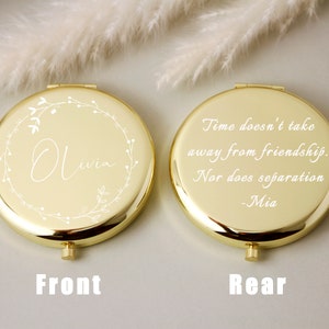 Personalized Compact Mirror,Gifts for Bridesmaid Proposal & Best Friend's Birthday,Custom Gift for Women,Birth Flower Pocket Mirror for Her 画像 5