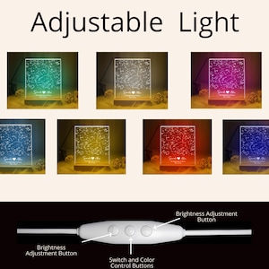 Puede incluir: Luz ajustable con un dise&ntilde;o de constelaci&oacute;n. La luz viene con un control remoto con botones para ajustar el brillo, seleccionar el color y encender/apagar.