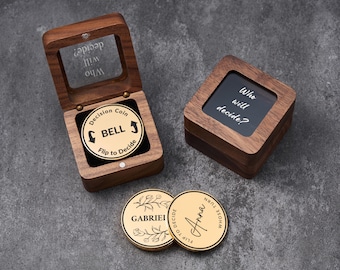 Personalized Decision Coin in Gift Box, Custom Engraved Brass Coin for Him or Her, Couples Flip Coin, Wedding or Anniversary Gift