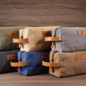 Trousse de toilette personnalisée pour homme, trousse de voyage personnalisée en toile, cadeau garçons d'honneur, cadeau homme d'honneur, cadeau fête des pères, cadeaux de Saint-Valentin pour lui