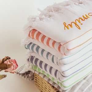Custom Turkish Beach Towel Gift with Name, Perfect for Bridesmaids, Bachelorette Parties, Birthday Gifts, Vacation Essentials & Poolside Fun