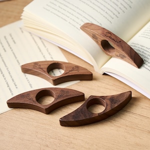 Custom Wooden Book Page Holder for One Hand Reading, Personalized Name Engraved Thumb Ring Bookmark, Perfect Gift for Readers & Book Lovers image 14