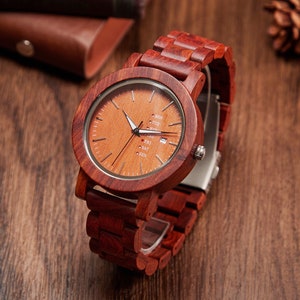 Anniversary Gift for Him,Personalised Wooden Watch for Dad,Groomsmen Watch,Valentines Day Gift for Boyfriend,Handmade Wood Watch