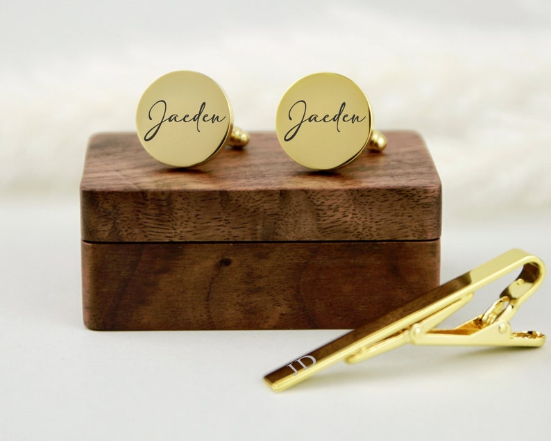 Cufflinks Tie Clip Box for Groomsmen, Personalized Cufflinks Tie Clip Set, Monogram Wedding Accessories for Best Man,Father,Ushers image 9