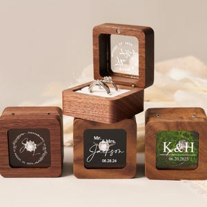 Personalisierte Verlobungsringbox aus Holz mit transparentem Acryldeckel - ideal für Vorschläge und Hochzeitsandenken