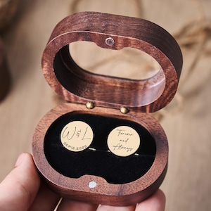 Custom Cufflinks – Engraved Gift Box Optional, Personalized Wedding Day Cuff Links for Groom, Groomsmen, Wood Anniversary Gift for Husband