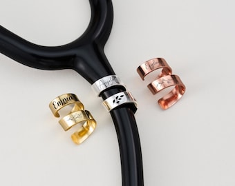 Stainless Steel Stethoscope Identifier, Custom Engraved Charm for Medical Professionals