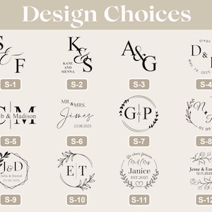 Sello de boda personalizado, sello para servilletas y sobres, sello de invitación elegante, sello de monograma personalizado, idea de regalo para novias