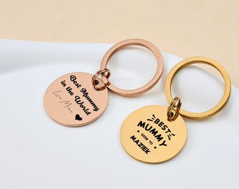Custom Engraved Keychain Gift for Mom - Stainless Steel Keyring Mother's Day Jewelry, Unique Birthday/Christmas Keepsake from Daughter/Son