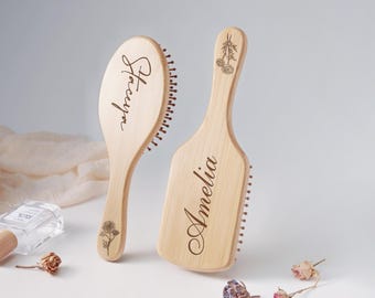 Pettine per capelli in legno personalizzato per damigelle d'onore, regalo con nome inciso, bomboniera personalizzata per la festa nuziale, regalo elegante per lei