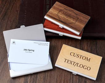 Custom Business Card Holder for Men | Engraved Card Case for Coworker | Corporate Gift Ideas | Personalized Christmas Gift
