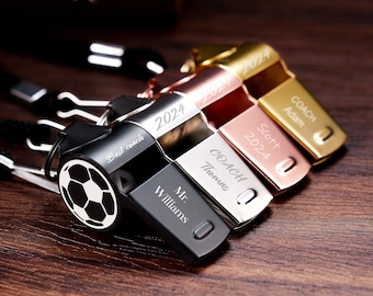 Personalised Whistle with Engraving, Custom Sport Gift for Football Basketball Volleyball Soccer Baseball Coach, Teacher Appreciation Gift