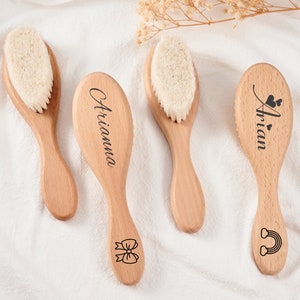 Personalized Wooden Baby Hairbrush and Comb Unique Keepsake Gift for Newborns Custom Baby Birthday Present for Boy or Girl