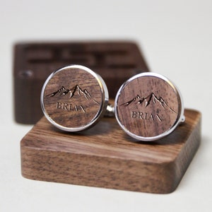 Personalized Cuff Links Box with Custom Design, Wooden Cufflinks for Best Man, Groomsman Gift in Wedding, Wedding Gift image 3