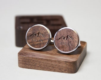 Personalized Cuff Links Box with Custom Design, Wooden Cufflinks for Best Man, Groomsman Gift in Wedding, Wedding Gift