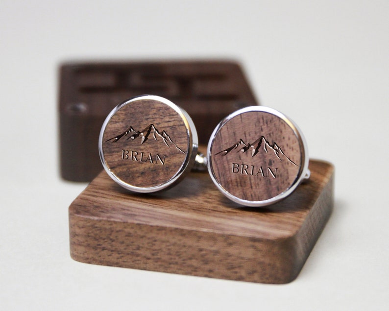 Personalized Cuff Links Box with Custom Design, Wooden Cufflinks for Best Man, Groomsman Gift in Wedding, Wedding Gift image 3