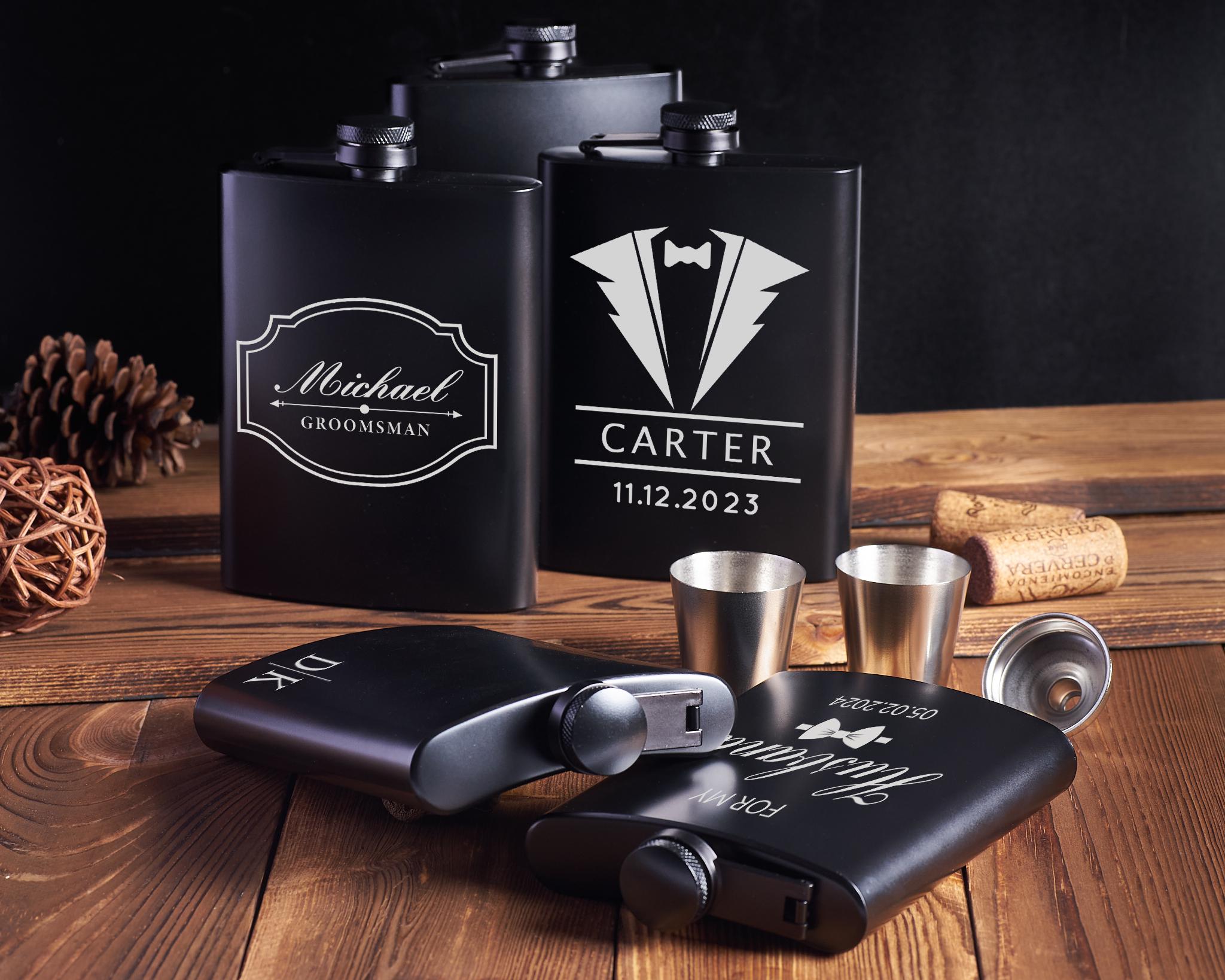 Fiaschetta Acciaio Inox Personalizzabile - Regalo Compleanno/Matrimonio, Colore Nero Con Incisione Laser - Foto 8