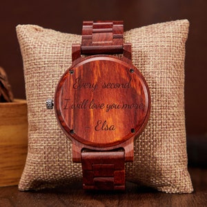 Cadeau de mariage personnalisé pour mari, boîte de montre gravée pour lui, montre en bois personnalisée pour cadeau d'anniversaire, cadeau pour homme, cadeau pour femme image 7