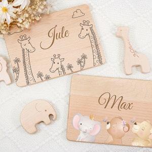 Tabla de desayuno infantil de madera personalizada con nombre, plato de comida para bebé personalizado, tabla infantil con grabado, regalos de cumpleaños para niños