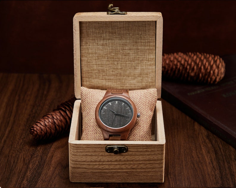Wooden Watch Box For Men,Personalised Watch Box for Fathers Day Gift, Customised Wood Watch for Dad Husband Boyfriend image 6