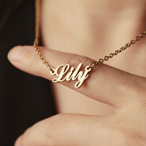 Gepersonaliseerde 14K 18K gouden naamketting, aangepaste Rose Gold Letter ketting, Valentijnsdag, jubileum, verjaardagscadeau voor haar, moeders sieraden afbeelding 5