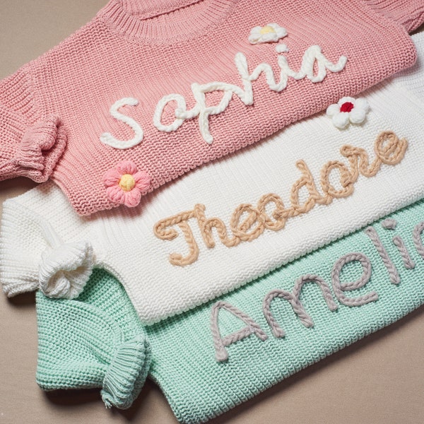 Personalized Embroidered Sweater with Name, Custom Kids Jumper, Customized Baby Gifts, Baby Shower Gifts, Knit Infant Jumper, Newborn Gift