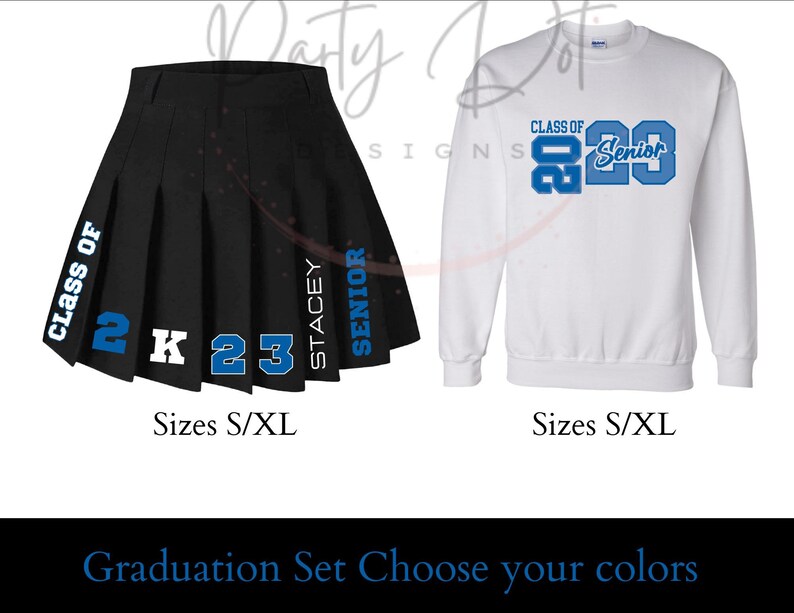 Graduation Skirt Set, 8th Grade Cheer Skirt, Senior Cheer Set, Class of 2024, Birthday Set