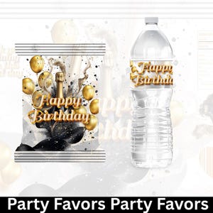 Grown and sexy Chip bag and water label, Gold black and white Luxury Black and Gold Chip Bag  Water Label – Grown & Sexy 35th Birthday