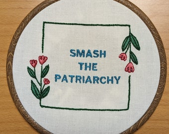 Smash the Patriarchy feminist embroidery pattern (PDF)