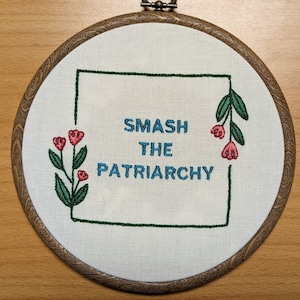 Smash the Patriarchy feminist embroidery pattern (PDF)