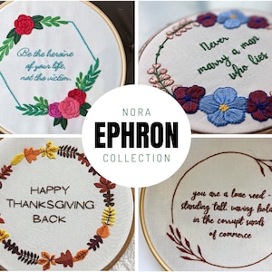 Nora Ephron inspired embroidery pattern set