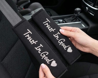Seat Belt Covers Shoulder Pad Covers Bling Sparkly Religious Trust In God Inspirational Gifts