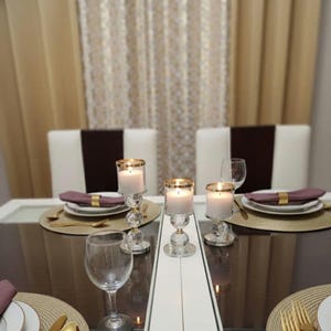 SHIPS FREE!!! Crystal Home Decor | Pillar Candle Holder Set | Glam Decor | Gold Accent Decor | Modern Home Decor | Dining Table Centerpiece image 4