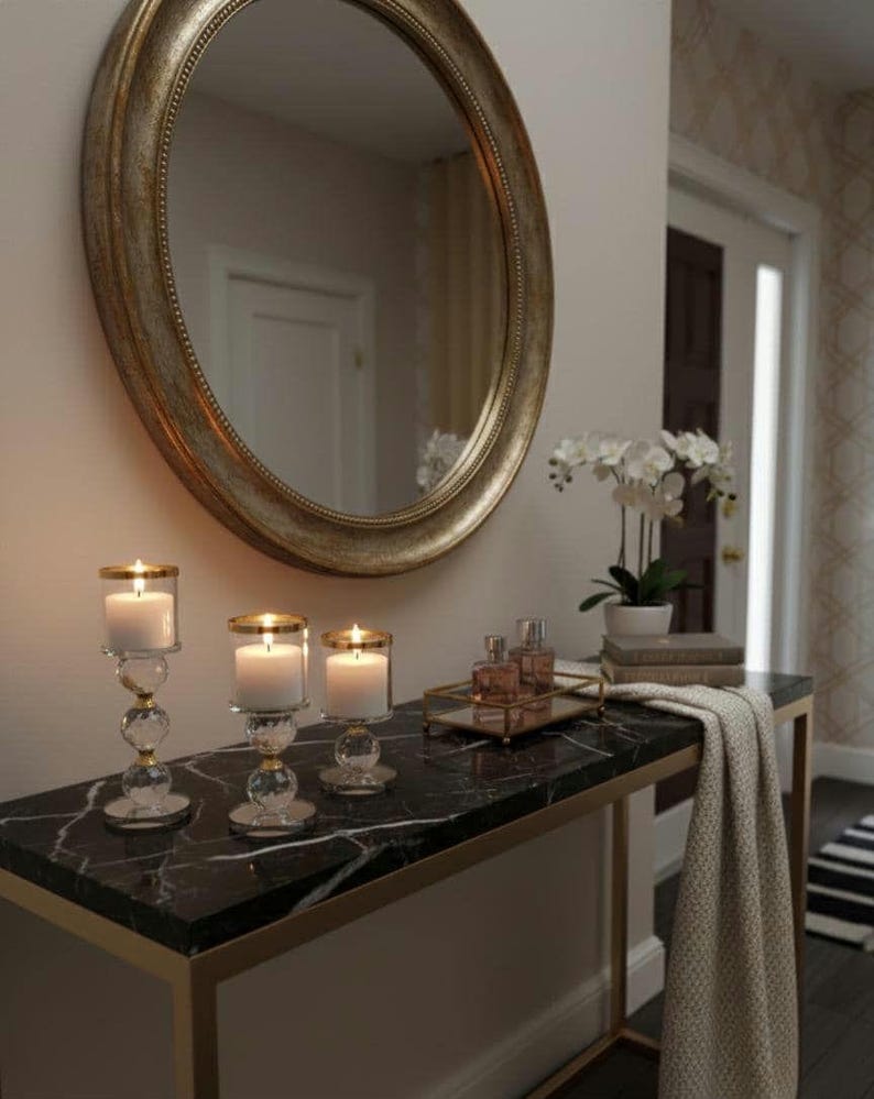 SHIPS FREE!!! Crystal Home Decor | Pillar Candle Holder Set | Glam Decor | Gold Accent Decor | Modern Home Decor | Dining Table Centerpiece image 5