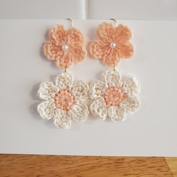 Daisy flower crochet drop earring pattern for spring and summer beginner friendly diy craft Mother’s Day gift