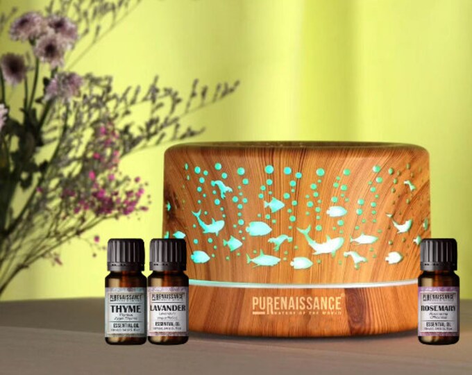 Aromatherapy essential oil Diffuser Purenaissance, Domestic-professional use, with three bottles of 10ml essential oils.