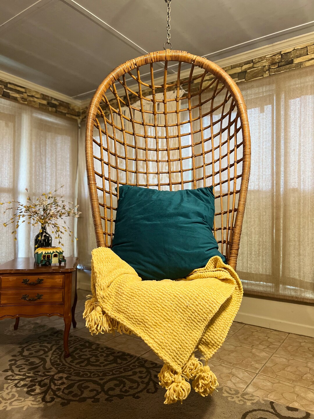 Vintage Hanging Rattan Chair / Rattan Hanging Egg Chair MUST Etsy