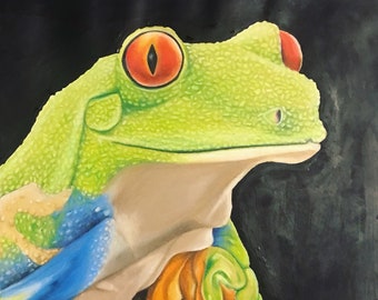 Tree Frog - coloured pencil drawing on paper