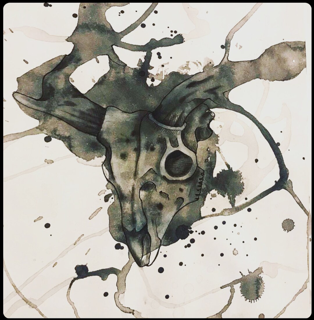 Abstract Skull and Ink - Etsy