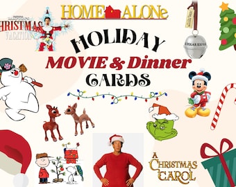 12 days of Christmas Movie & Dinner cards! WITH RECIPES! Instant download