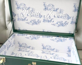 Keepsake Trunk Boy Baptism Gift for Godson Heirloom Box Baby Shower Gift New Mom Memory Box Kid Playroom Storage Bin Nursery Large Toy Chest